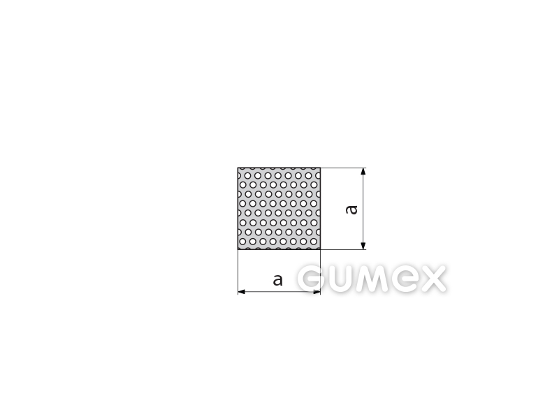 Mikroporézní profil čtvercový, 5x5mm, 2-proud, hustota 500kg/m3, EPDM, -30°C/+80°C, černý